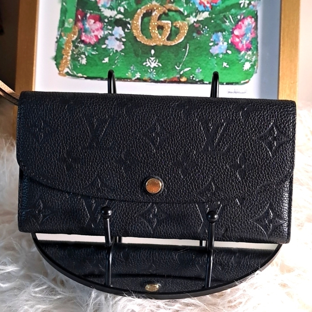 Louis Vuitton Black Monogram Empreinte Emilie Wallet